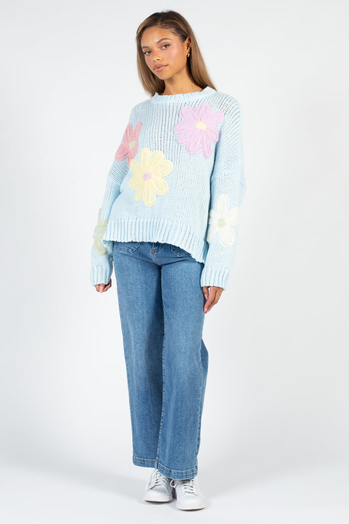 Prim Oversized Floral Sweater - honey