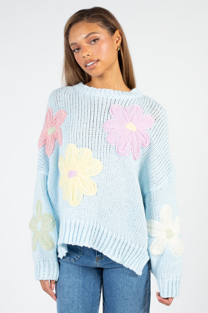 Prim Oversized Floral Sweater - honey