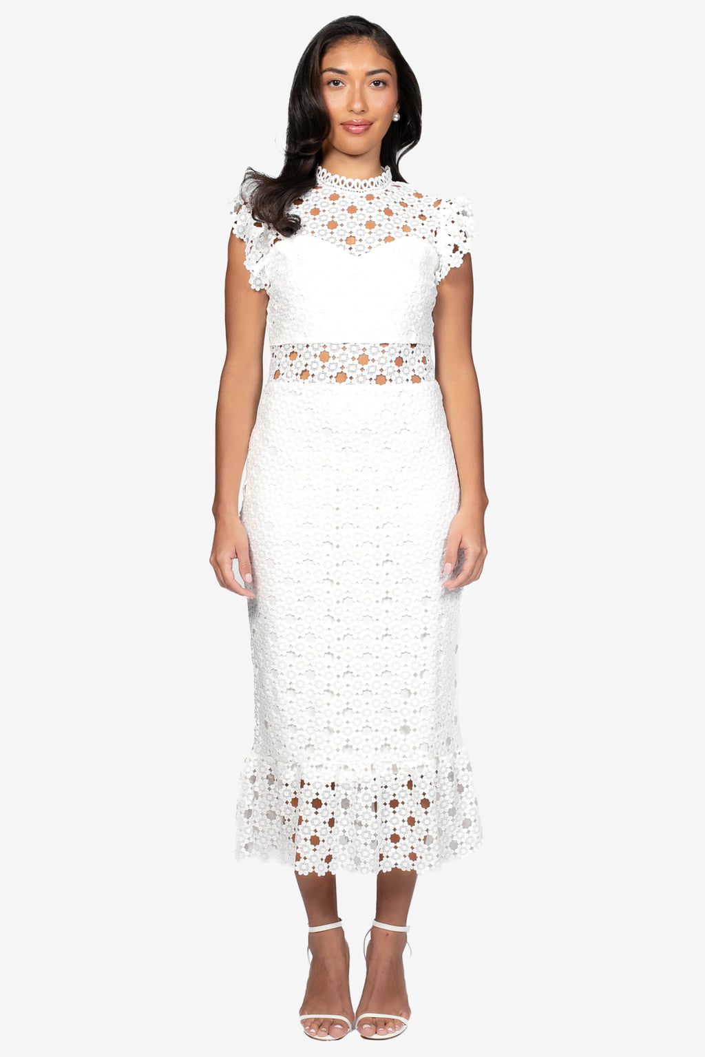 Samantha Lace Trumpet Bottom Midi Dress honey Samantha Lace Trumpet Bottom Midi Dress honey