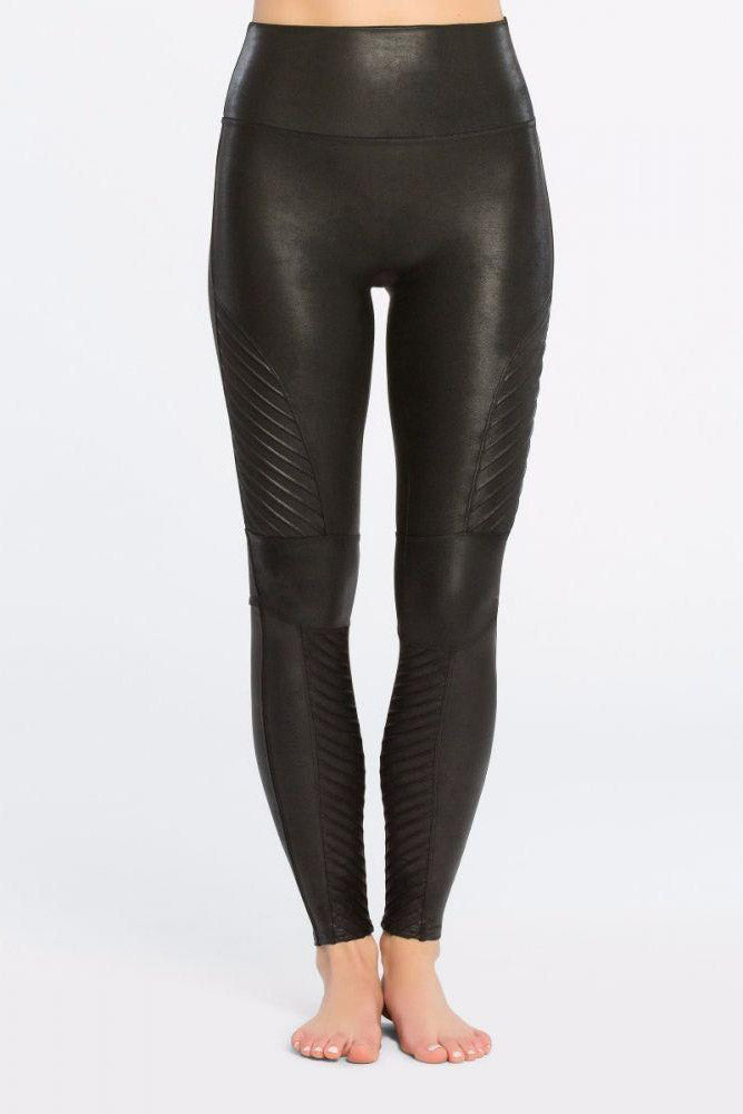 Spanx Plus faux leather moto leggings in black