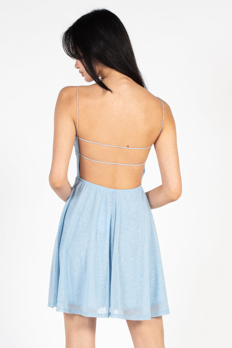 Alice Shimmer Strap-Back Mini Dress - honey
