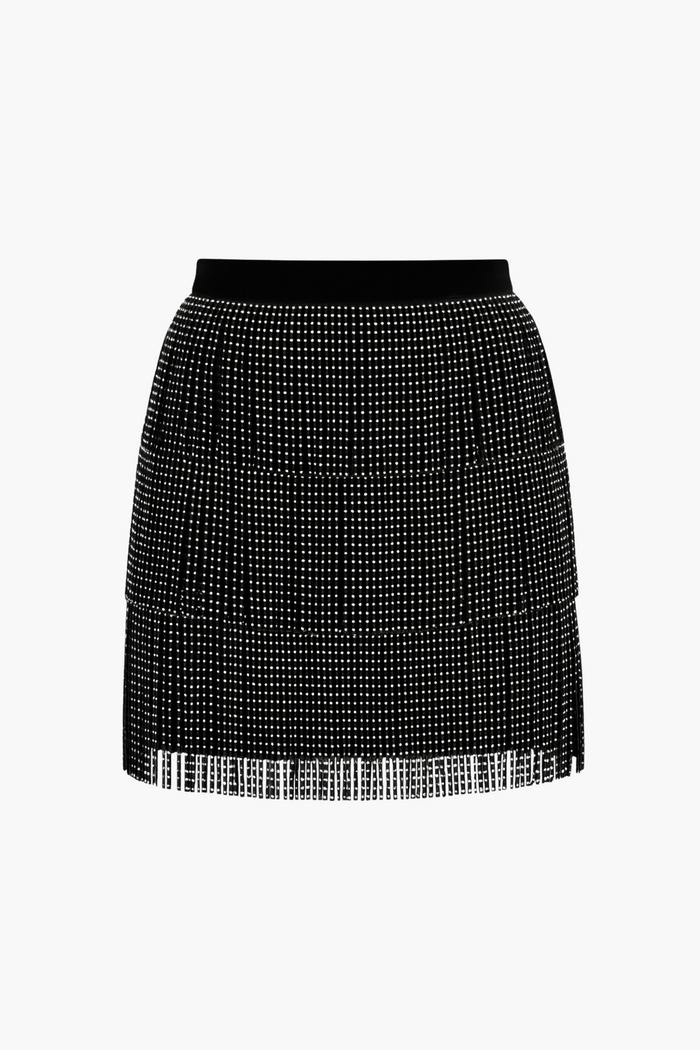 Rain On Me Fringe Tiered Mini Skirt - honey