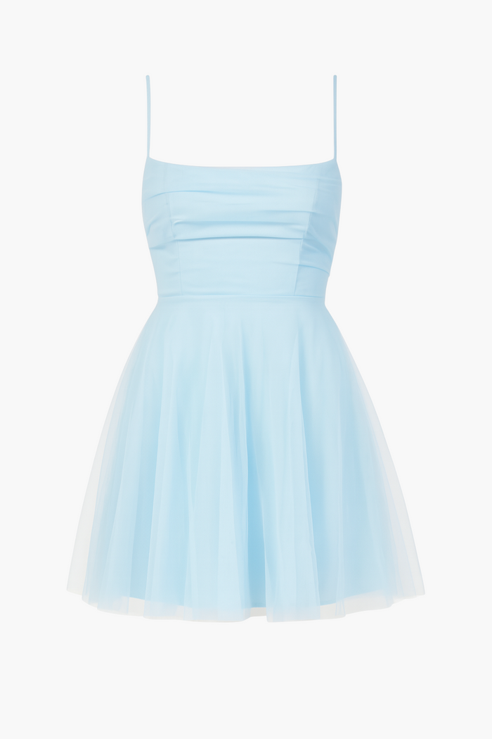 Andreina Tulle Flare Mini Dress - honey