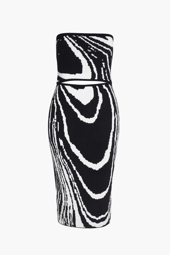 Andrea Abstract Print Midi Dress - honey