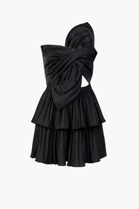 Lucetta Knotted Satin Mini Dress - honey