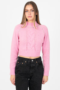 Liza Rhinestone Cable Knit Sweater - honey