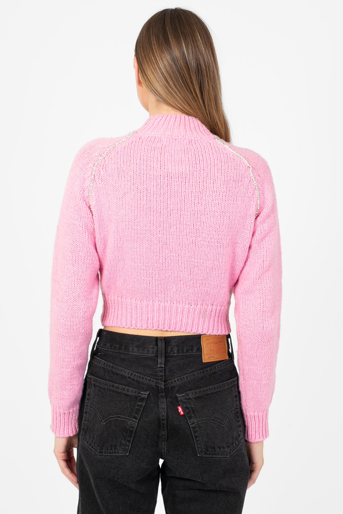 Liza Rhinestone Cable Knit Sweater - honey