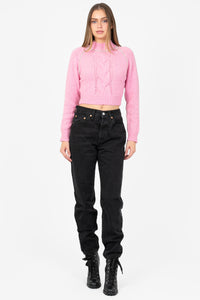 Liza Rhinestone Cable Knit Sweater - honey