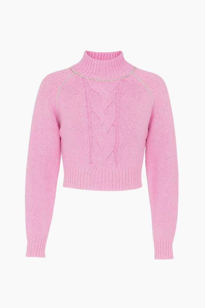 Liza Rhinestone Cable Knit Sweater