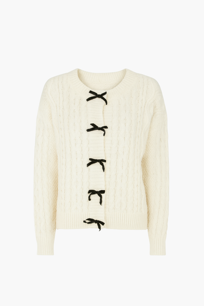 Amelie Bow Cable Knit Cardigan