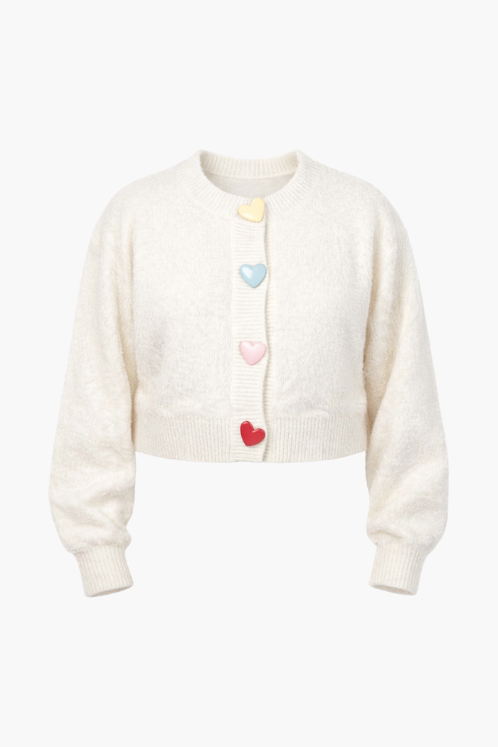 Love Story Heart Button Cardigan