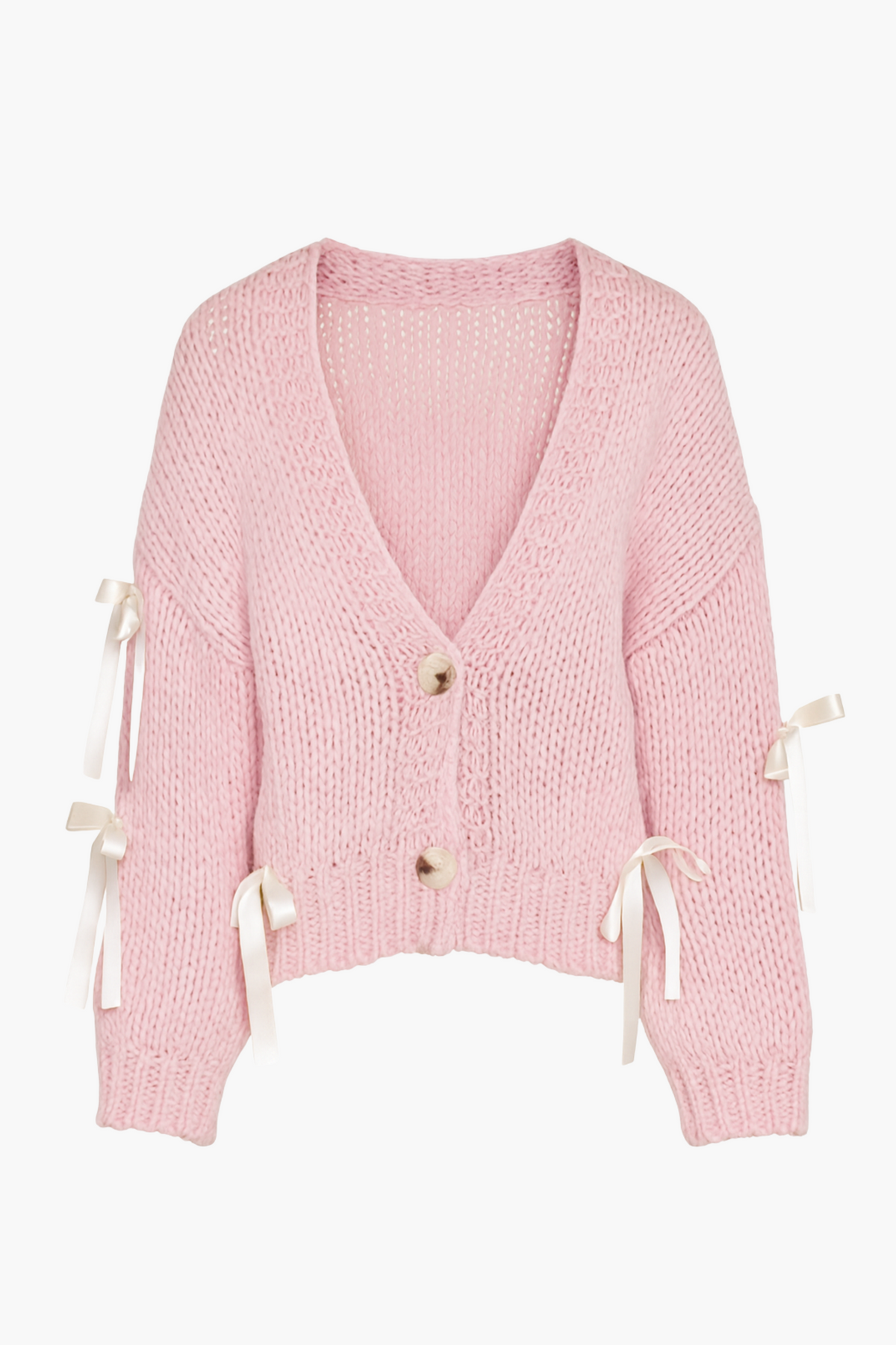 Belle Chunky Bow Knit Cardigan - honey
