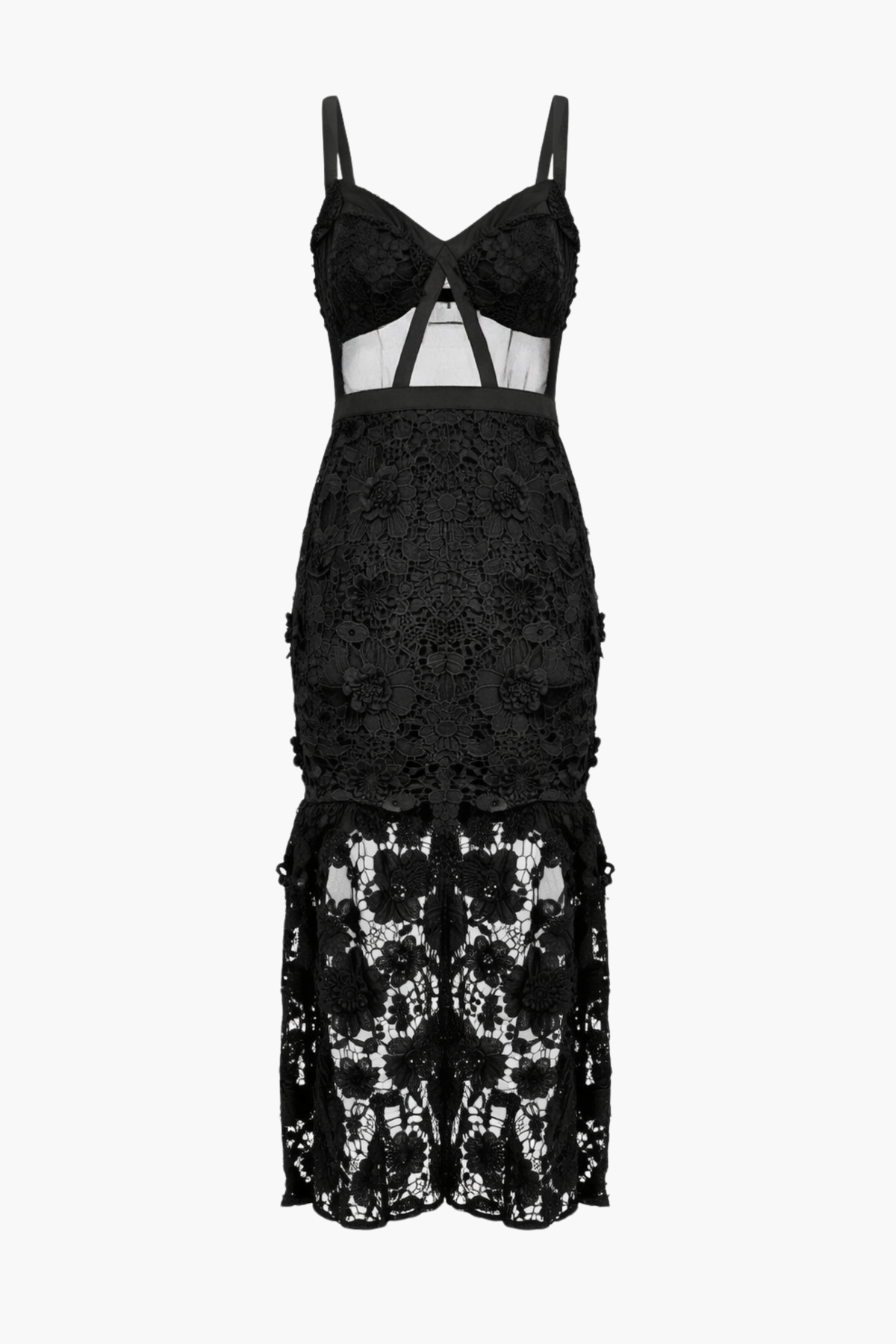 Talula Lace Mesh Midi Dress - honey