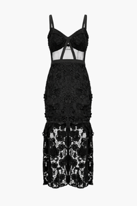 Talula Lace Mesh Midi Dress - honey