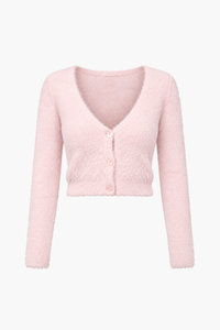 Marnie Fuzzy Cropped Cardigan - honey