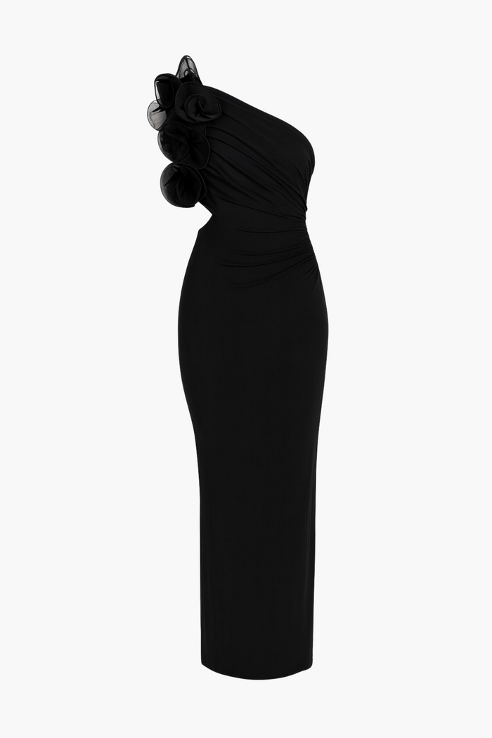 Talia Ruffle Mesh Maxi Dress - honey