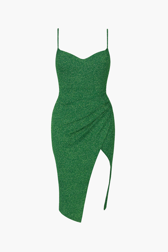 Tinsley Tulip Hem Shimmer Midi Dress - honey