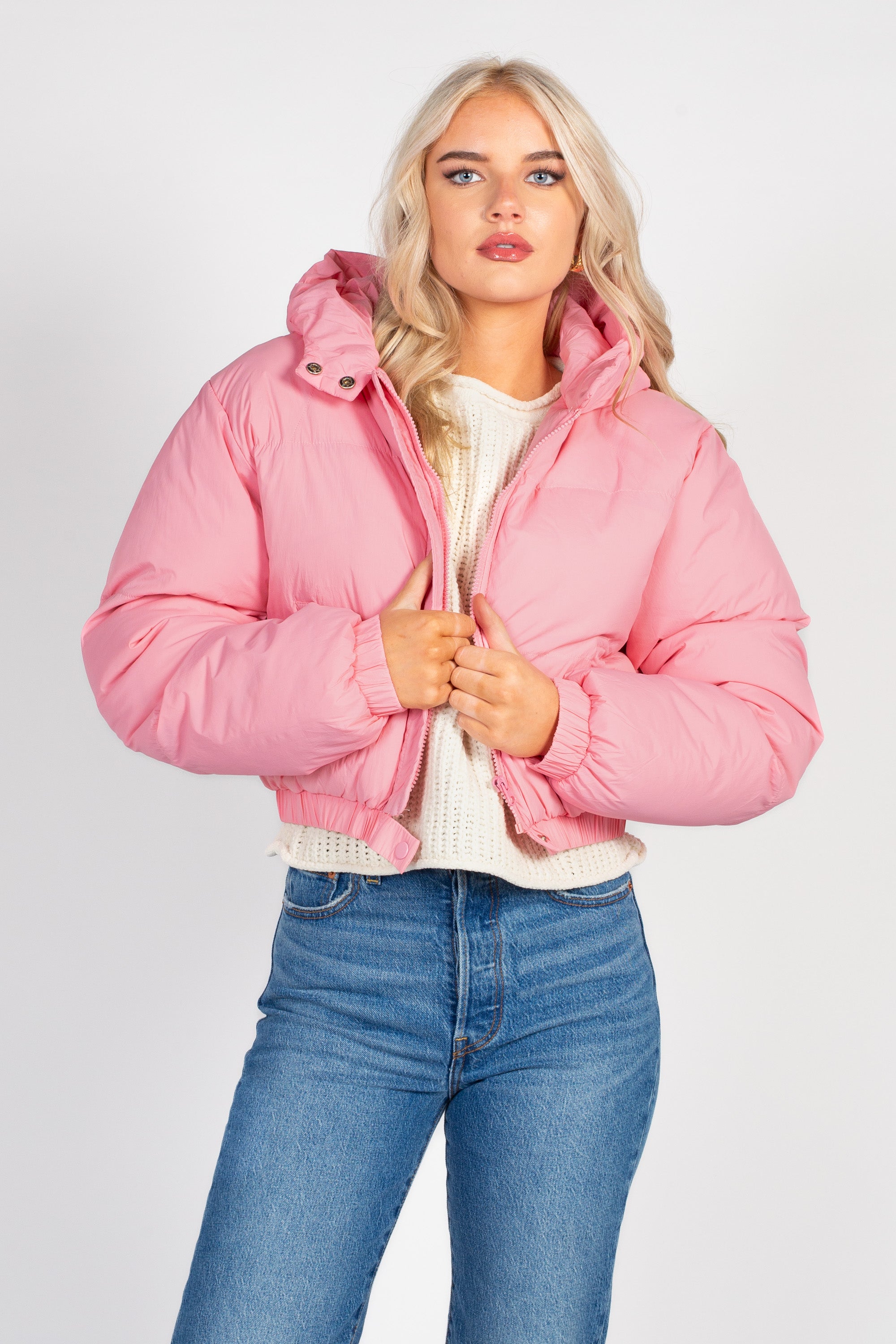 ZARA CROP PUFFER JACKET PINK outlet