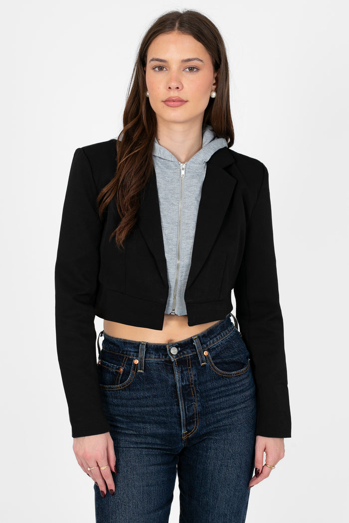Justine Hoodie Crop Blazer - honey