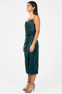 Deanna Satin Midi Slip Dress - honey