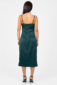 Deanna Satin Midi Slip Dress - honey