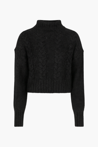 Vivienne Turtleneck Fuzzy Cable Sweater - honey