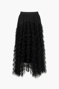 Robin Ruffle Tulle Midi Skirt - honey