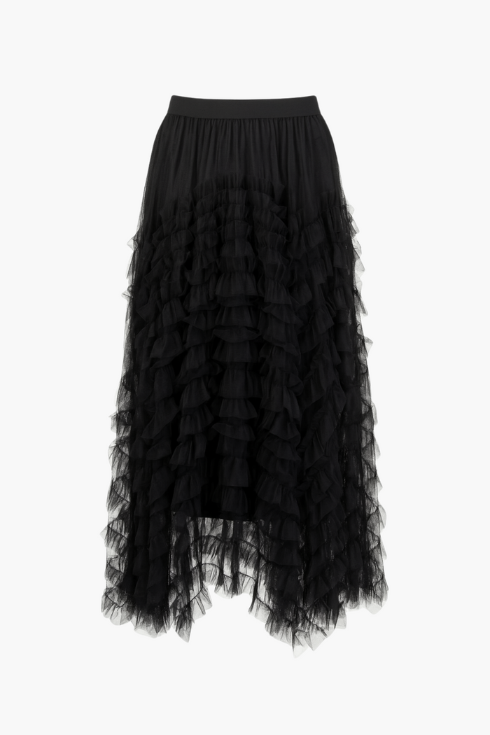 Robin Ruffle Tulle Midi Skirt - honey