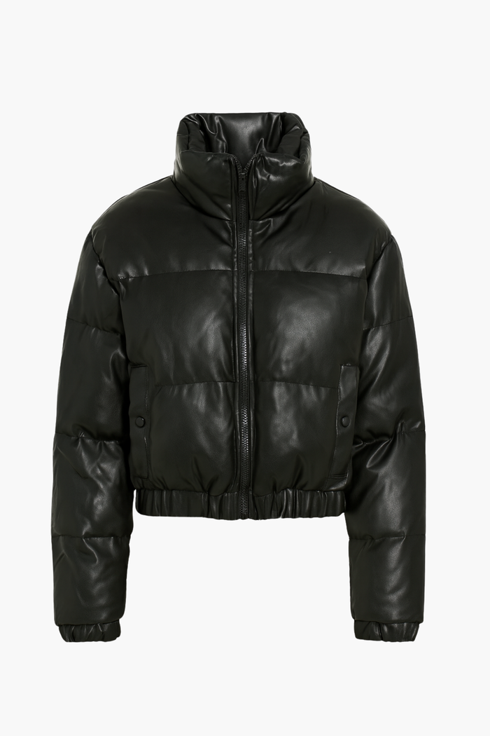 Rebel Faux Leather Bomber Jacket - honey