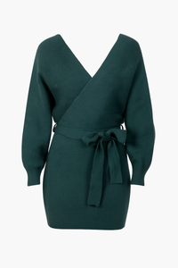 Valentina Tie Waist Sweater Dress - honey