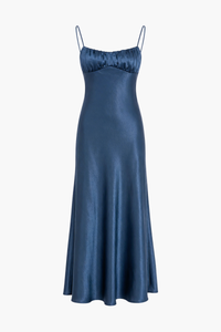 Corrine Twist Back Satin Maxi Dress