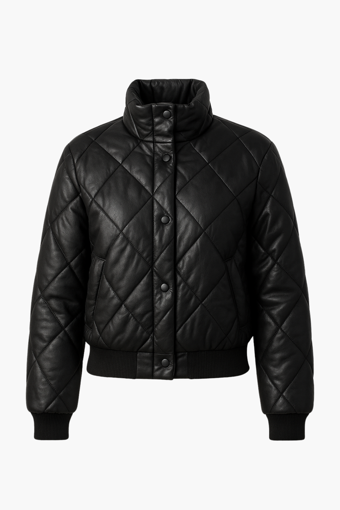 Raven Quilted Faux Leather Jacket - honey