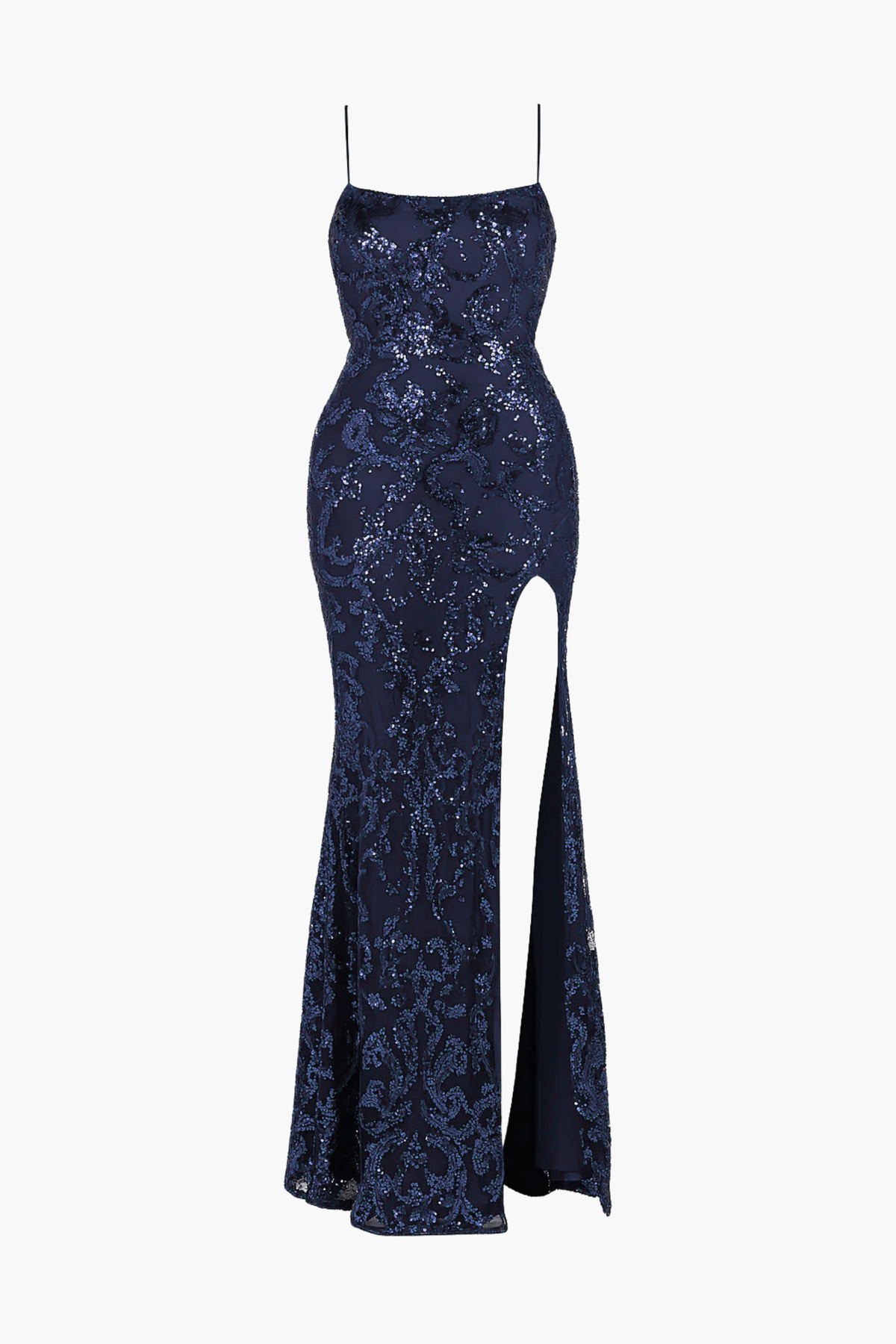 Ariel Strappy High Slit Sequin Gown