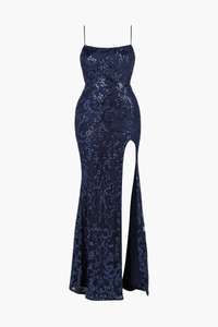 Ariel Strappy High Slit Sequin Gown