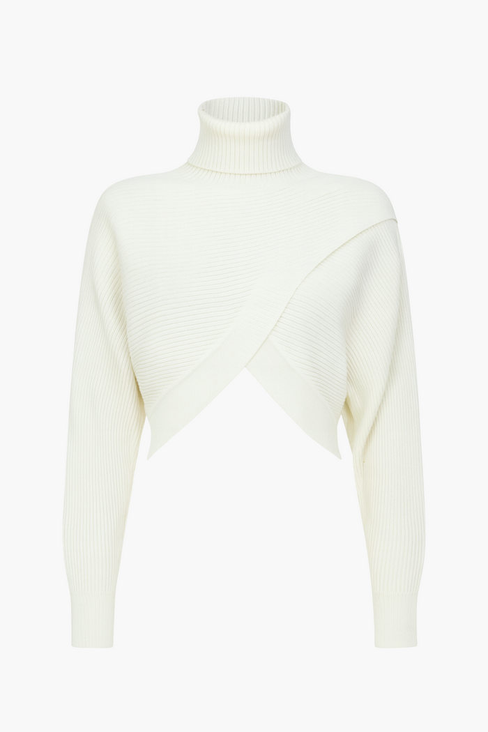 Laurel Turtleneck Cross Over Sweater - honey