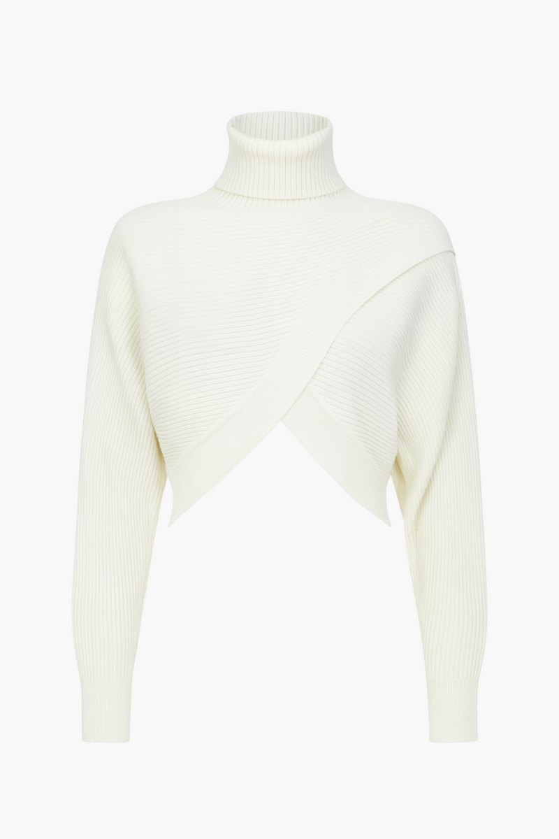 Laurel Turtleneck Cross Over Sweater - honey
