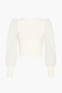 Maddie Organza Puff Sleeve Knit Top – honey
