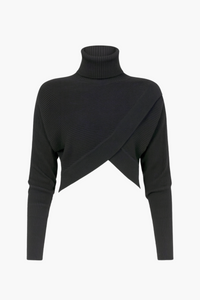Laurel Turtleneck Cross Over Sweater - honey