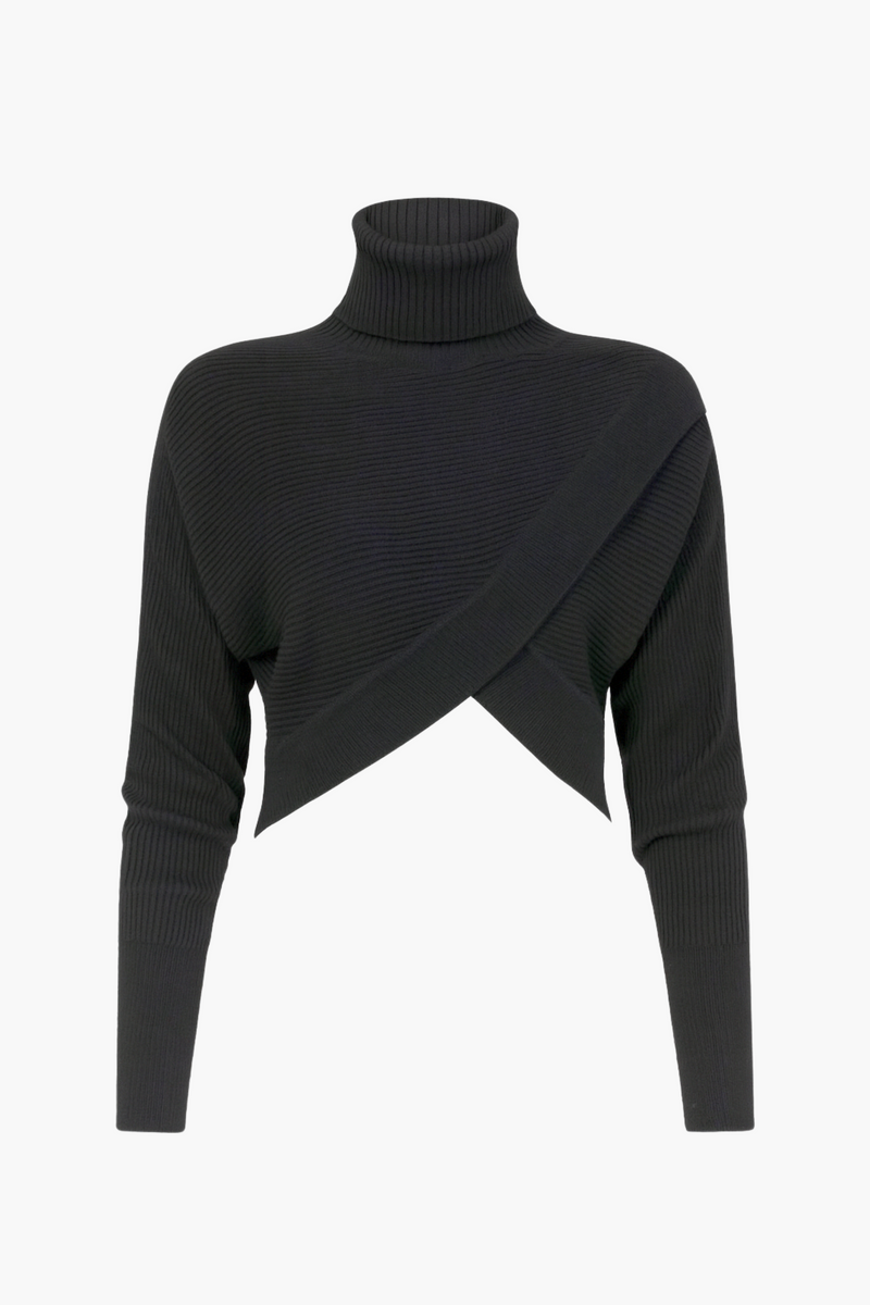 Laurel Turtleneck Cross Over Sweater - honey