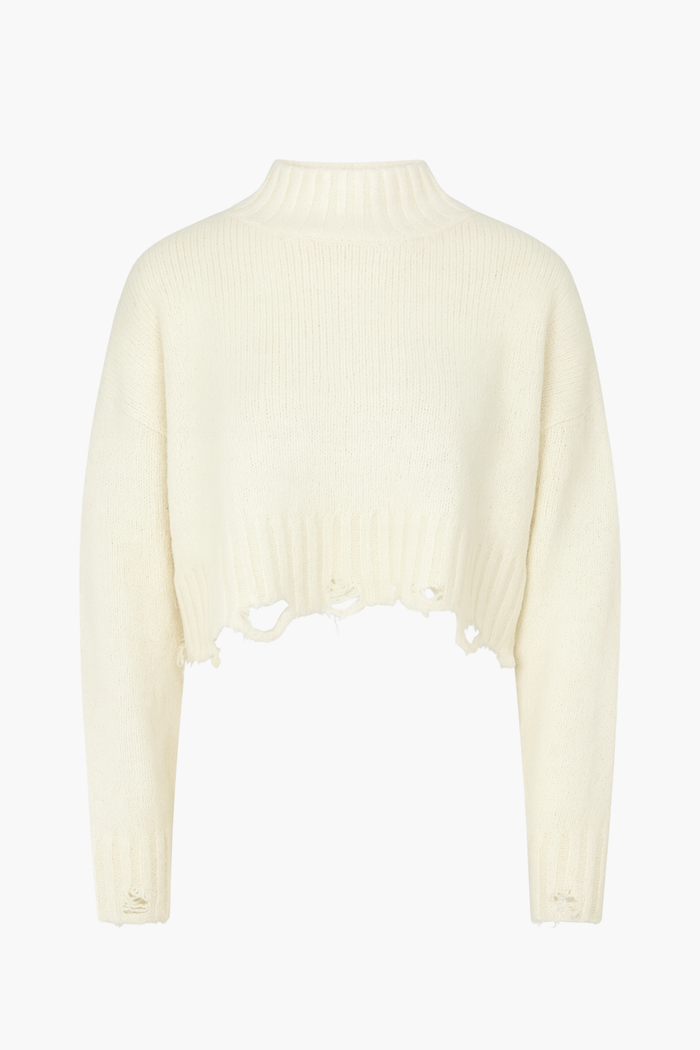 Angela Distressed Crop Sweater - honey