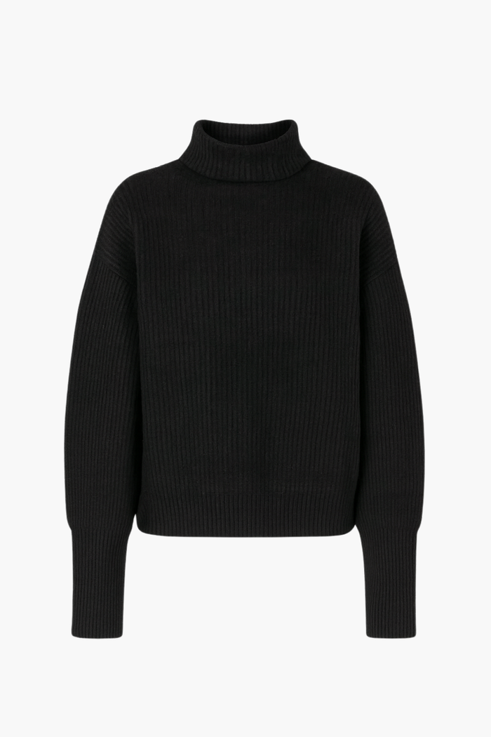 Jodie Mock Neck Ribbed Sweater - honey