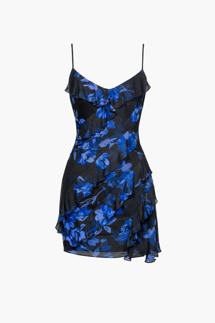 Millie Floral Ruffle Mini Dress - honey