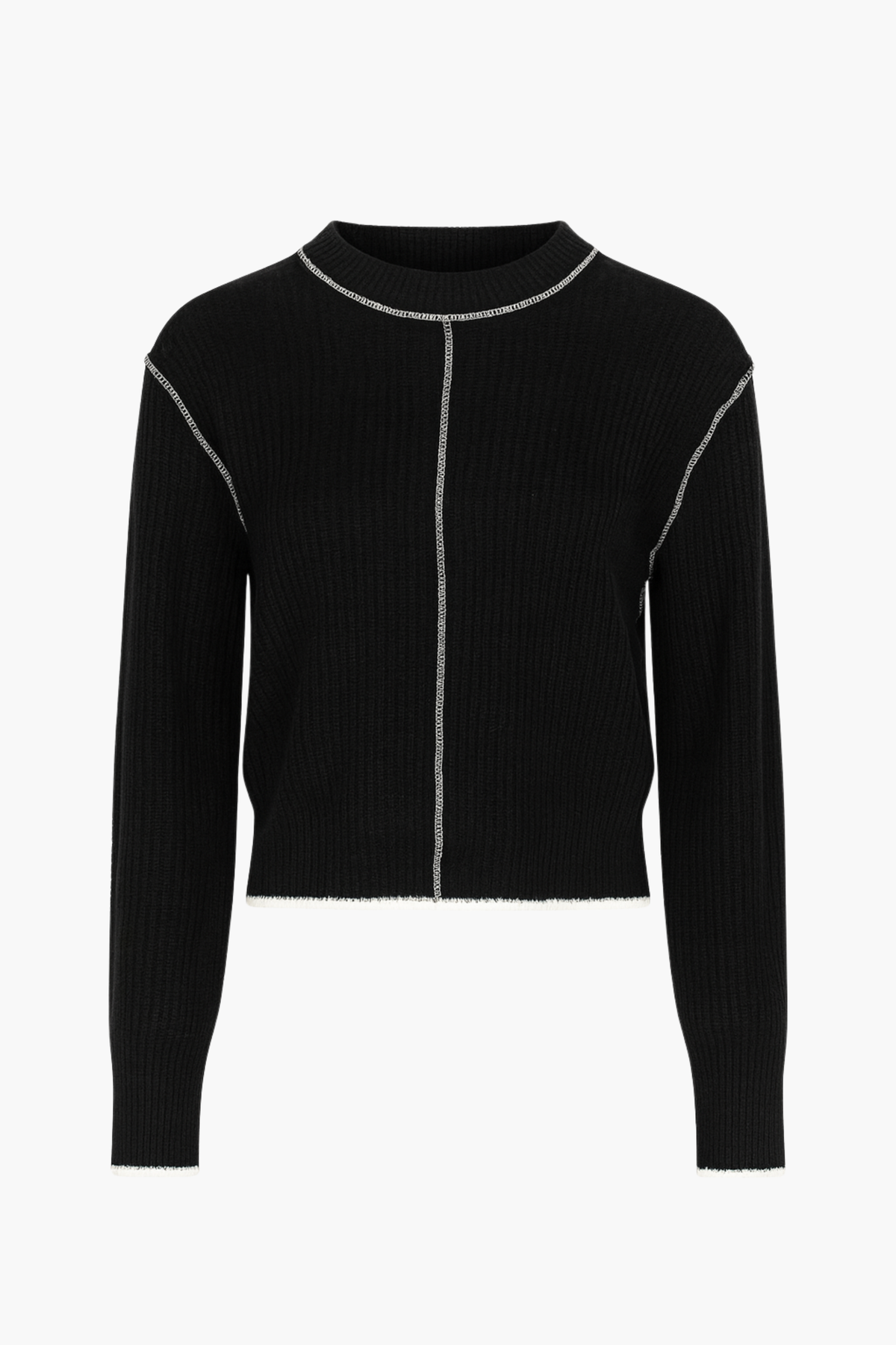 Double Take Contrast Stitch Crop Sweater - honey