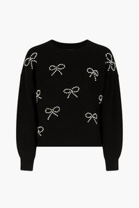 Bella Bow Beaded Sweater - honey