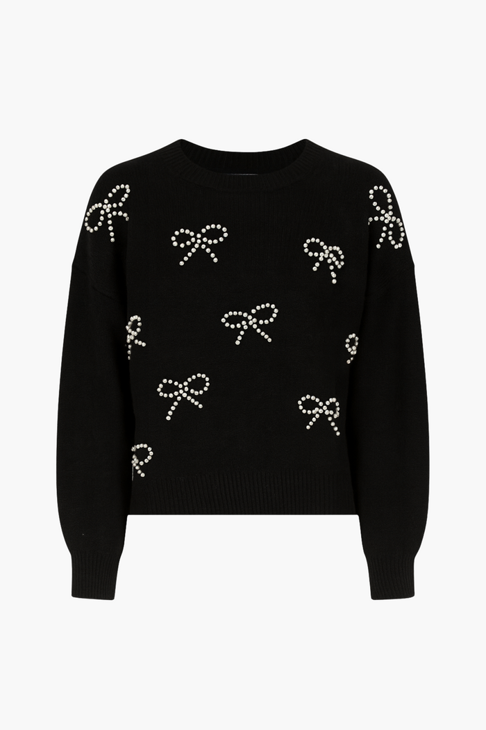 Bella Bow Beaded Sweater - honey