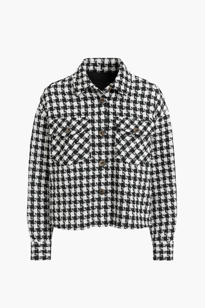 Benedetta Houndstooth Crop Jacket - honey
