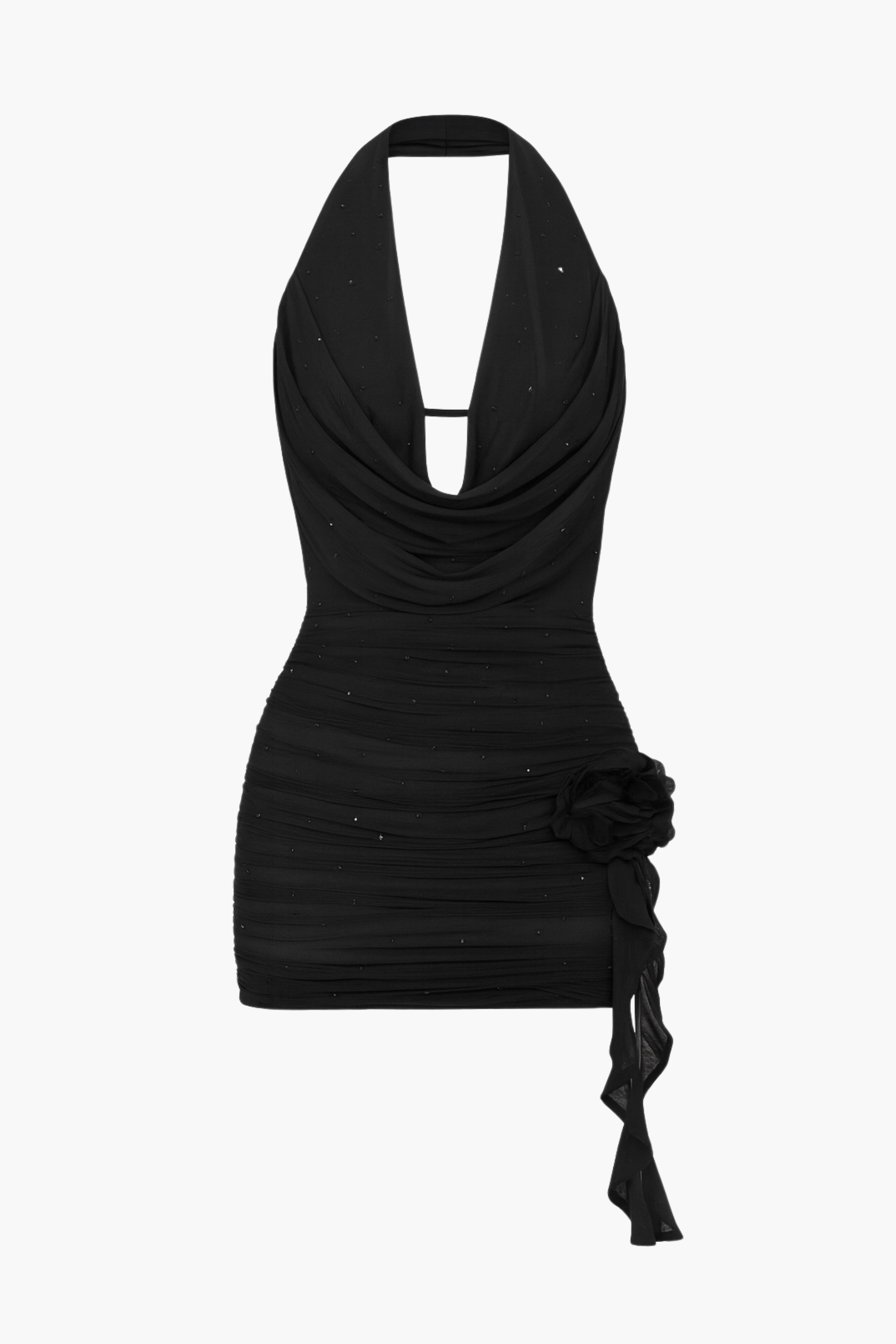 Angela Rhinestone Halter Mini Dress