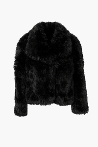 Iryna Collared Faux Fur Shaggy Jacket - honey