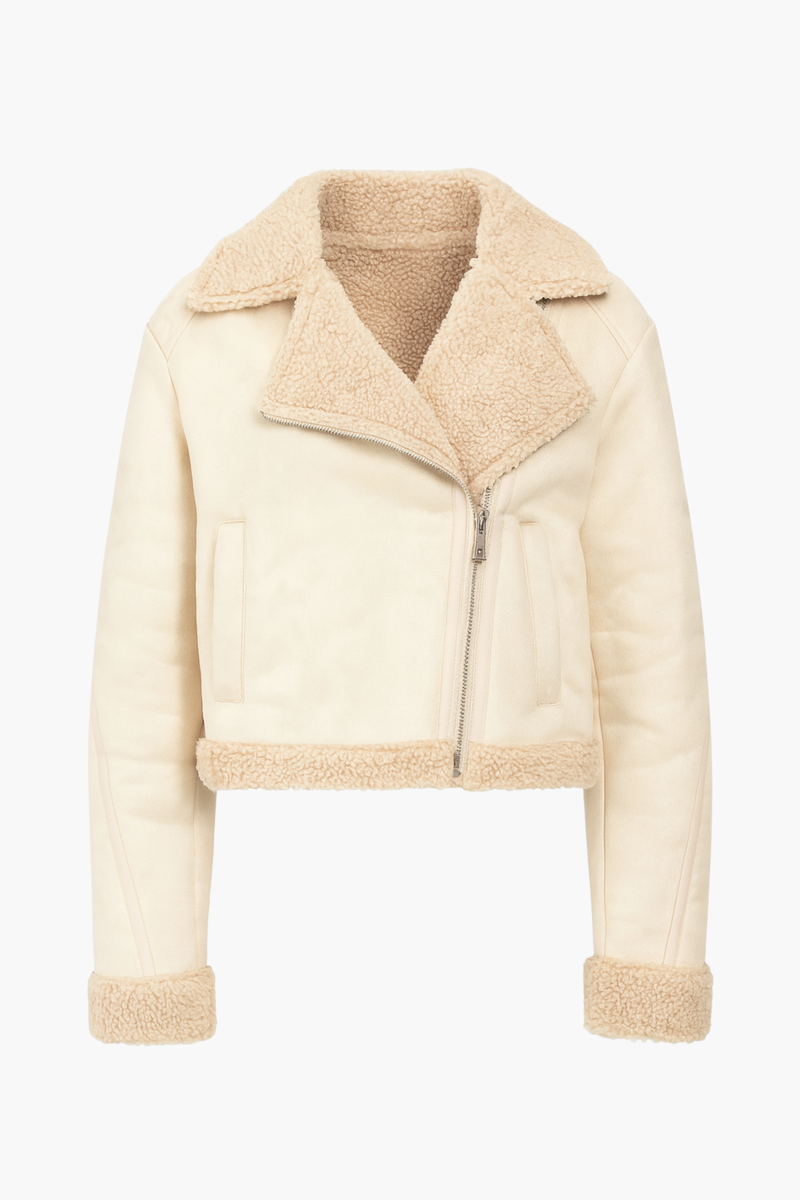 Maren Sherpa Lined Suede Jacket - honey