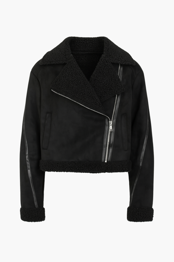 Maren Sherpa Lined Suede Jacket - honey